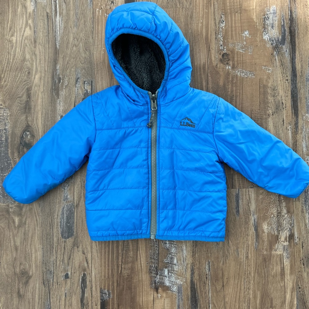 LL BEAN 6/12 month reversible jacket blue